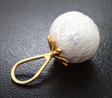 Золотой кулон с белоснежно-перламутровой резной жемчужиной Edison 15,77 карата