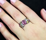 Праздничное серебряное кольцо с рубином и разноцветными турмалинами