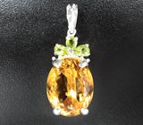 Серебряный кулон с цитрином и перидотами