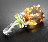 Серебряный кулон с цитрином и перидотами