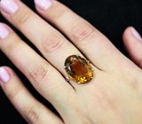 Серебряное кольцо с насыщенным цитрином и родолитами