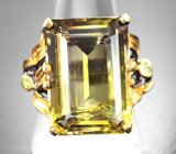 Серебряное кольцо с крупным цитрином и перидотами