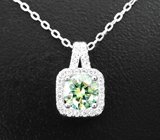 Серебряный кулон с чистейшим зеленым муассанитом 1,01 карата + цепочка