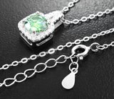 Серебряный кулон с чистейшим зеленым муассанитом 1,01 карата + цепочка