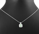 Серебряный кулон с чистейшим зеленым муассанитом 1,01 карата + цепочка