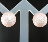 Золотые серьги с крупным резным жемчугом Edison 30,15 карата и белым морским жемчугом