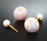Золотые серьги с крупным резным жемчугом Edison 30,15 карата и белым морским жемчугом