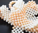Уникальное стильное массивное колье из разноцветного жемчуга 971,26 карата и золотой застежкой-закруткой с бриллиантами