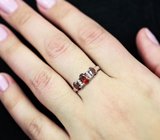 Яркое серебряное кольцо с альмандинами гранатами