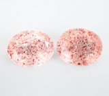 Серьги с земляничным кварцем 5,34 карата, перидотами и лейкосапфирами