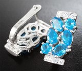 Роскошные серебряные серьги с «неоновыми» апатитами