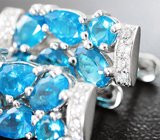 Роскошные серебряные серьги с «неоновыми» апатитами