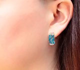 Роскошные серебряные серьги с «неоновыми» апатитами