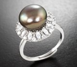 Серебряное кольцо с крупной цветной жемчужиной