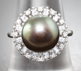 Серебряное кольцо с крупной цветной жемчужиной
