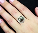 Серебряное кольцо с крупной цветной жемчужиной