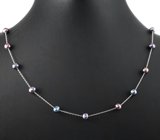 Серебряное колье с цветным жемчугом