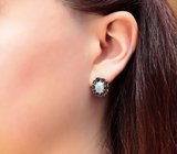 Эффектные серебряные серьги с ларимаром и синими сапфирами