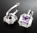 Стильные серебряные серьги с аметистами