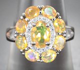 Роскошное серебряное кольцо с ограненными эфиопскими опалами