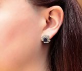 Эффектные серебряные серьги с насыщенно-синими сапфирами