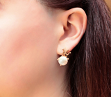 Массивные золотые серьги с крупным резным жемчугом Edison 27,59 карата и бриллиантами