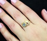 Золотое кольцо с уральским александритом оттенка морской волны 0,76 карата