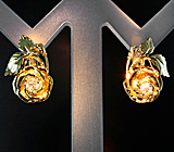 Золотые серьги с уральскими александритами высоких характеристик 0,21 карата