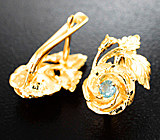 Золотые серьги с уральскими александритами высоких характеристик 0,21 карата