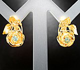 Золотые серьги с уральскими александритами высоких характеристик 0,21 карата