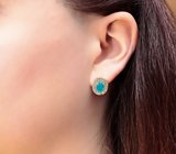 Серебряные серьги с ограненными опалами и разноцветными сапфирами