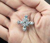 Чудесная серебряная брошь с голубыми топазами