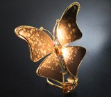 Авторское золотое кольцо с искусно-ограненным долеритом с включениями пирита 33,13 карата, хризобериллом с эффектом кошачьего глаза, уральскими александритами и бриллиантами Золото