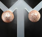 Золотые пусеты с крупным пурпурным резным жемчугом Edison 29,73 карата и белым морским жемчугом Золото
