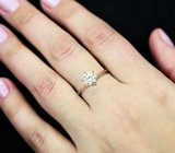 Серебряное кольцо с муассанитом топовой огранки 1,02 карата