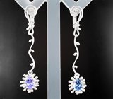 Серьги с танзанитами 2,28 карата Серебро 925