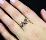 Эффектное серебряное кольцо с разноцветными турмалинами