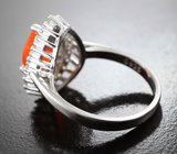 Превосходное серебряное кольцо с ограненным мексиканским опалом и разноцветными сапфирами Серебро 925