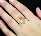 Превосходное серебряное кольцо с ограненным мексиканским опалом и разноцветными сапфирами Серебро 925