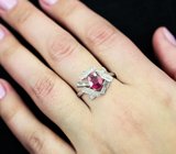 Оригинальное серебряное кольцо с ярким рубином Серебро 925