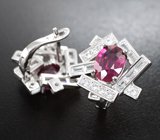 Оригинальные серебряные серьги с яркими рубинами Серебро 925
