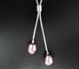 Серебряное колье с цветным жемчугом Серебро 925