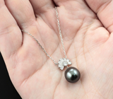 Серебряное колье с цветным жемчугом