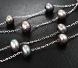 Серебряное колье с цветным жемчугом Серебро 925