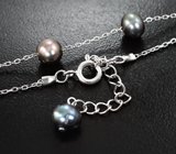 Серебряное колье с цветным жемчугом Серебро 925