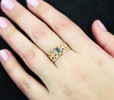 Золотое кольцо с невероятно-красивым уральским александритом оттенка морской волны 0,48 карата и бриллиантами