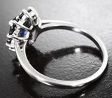 Серебряное кольцо с васильковым кианитом и черными шпинелями