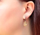 Классические cеребряные серьги с цитринами