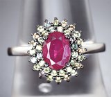 Серебряное кольцо с рубином и разноцветными сапфирами бриллиантовой огранки