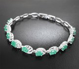 Великолепный серебряный браслет с изумрудами
